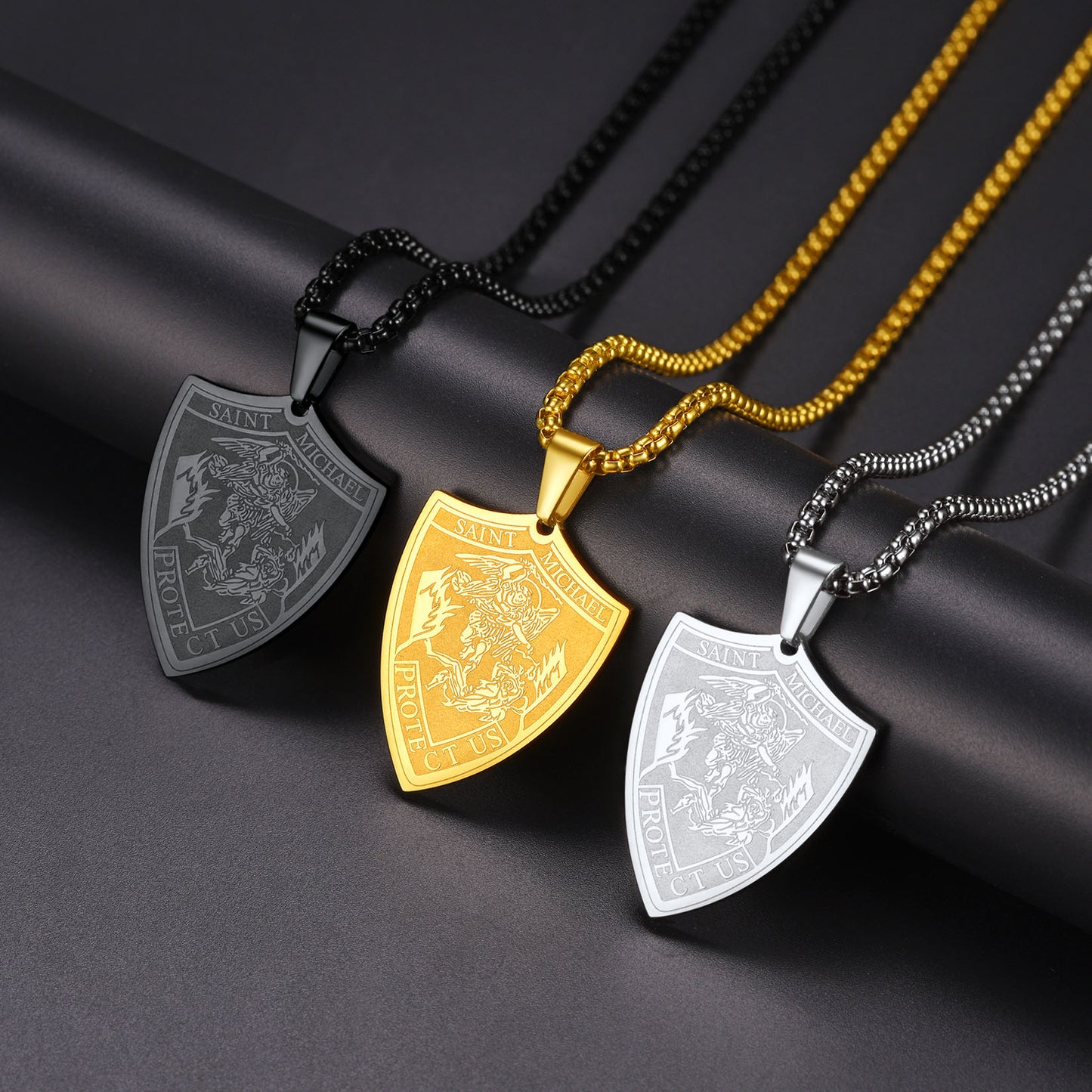 FaithHeart Saint Michael Necklace Archangel Shield Pendant for Men FaithHeart