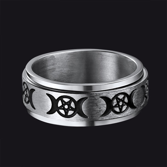 FaithHeart Moon And Star Fidget Ring for Anxiety Stainless Steel FaithHeart