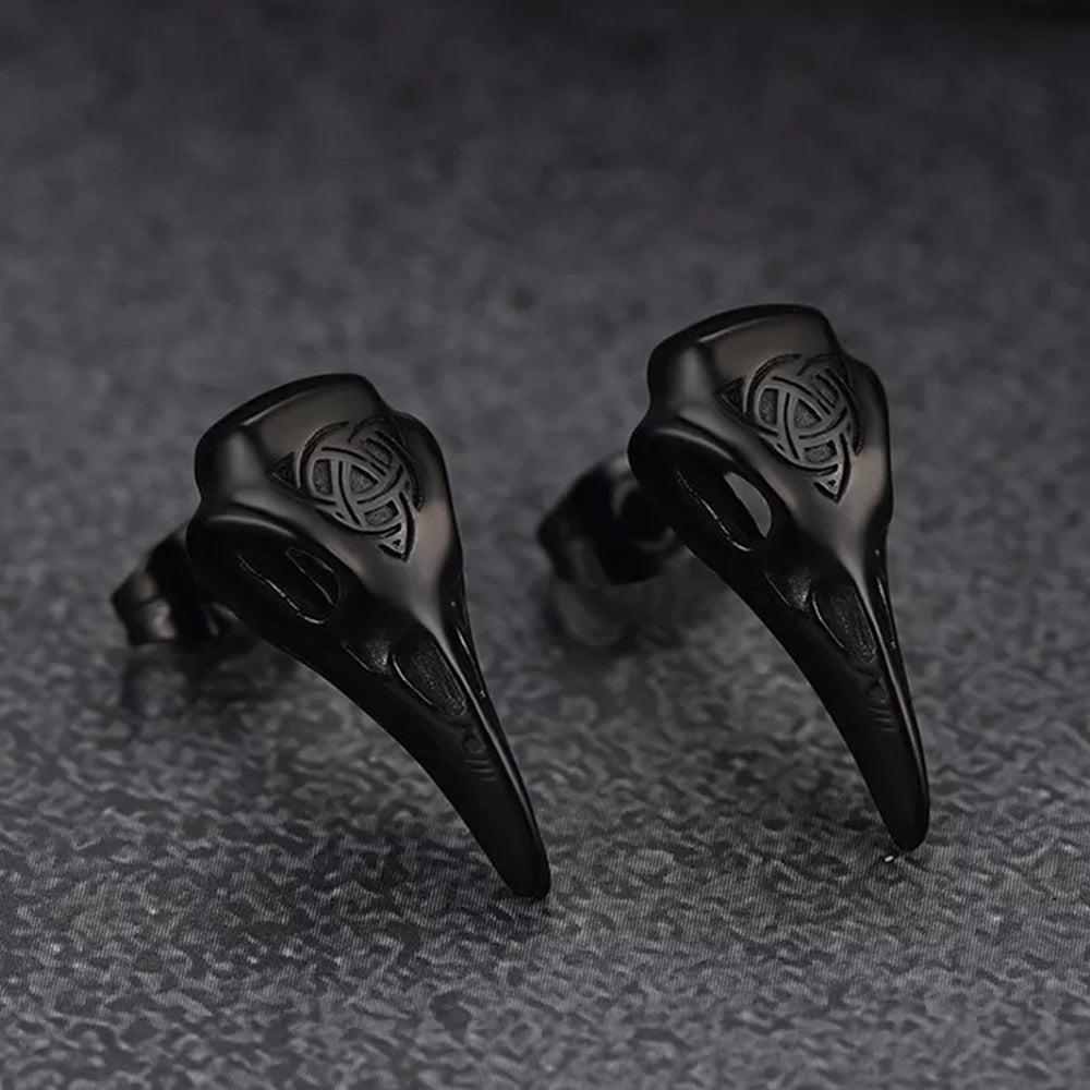 FaithHeart Viking Raven Stud Earrings With Celtic Knot For Men FaithHeart