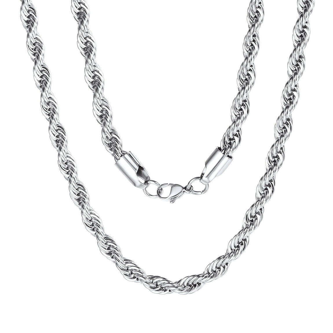 FaithHeart Rope Chain Necklace Stainless Steel, 3MM/6MM FaithHeart
