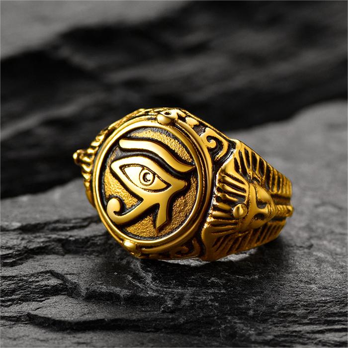 FaithHeart Egyptian Eye of Horus Signet Ring For Men FaithHeart