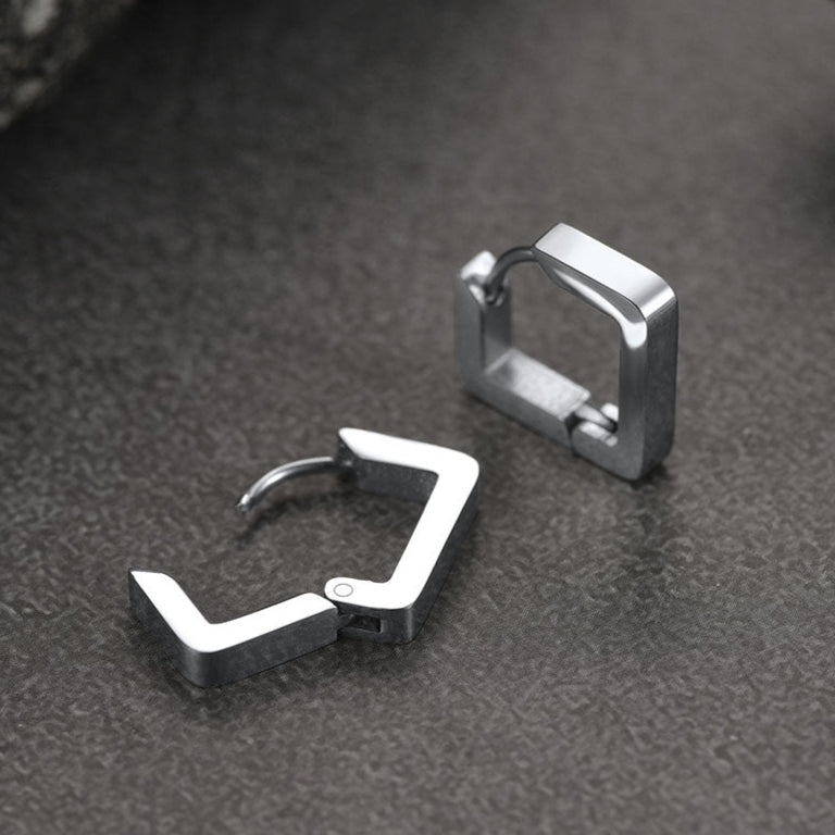 FaithHeart Square Huggie Hoop Earrings For Men FaithHeart