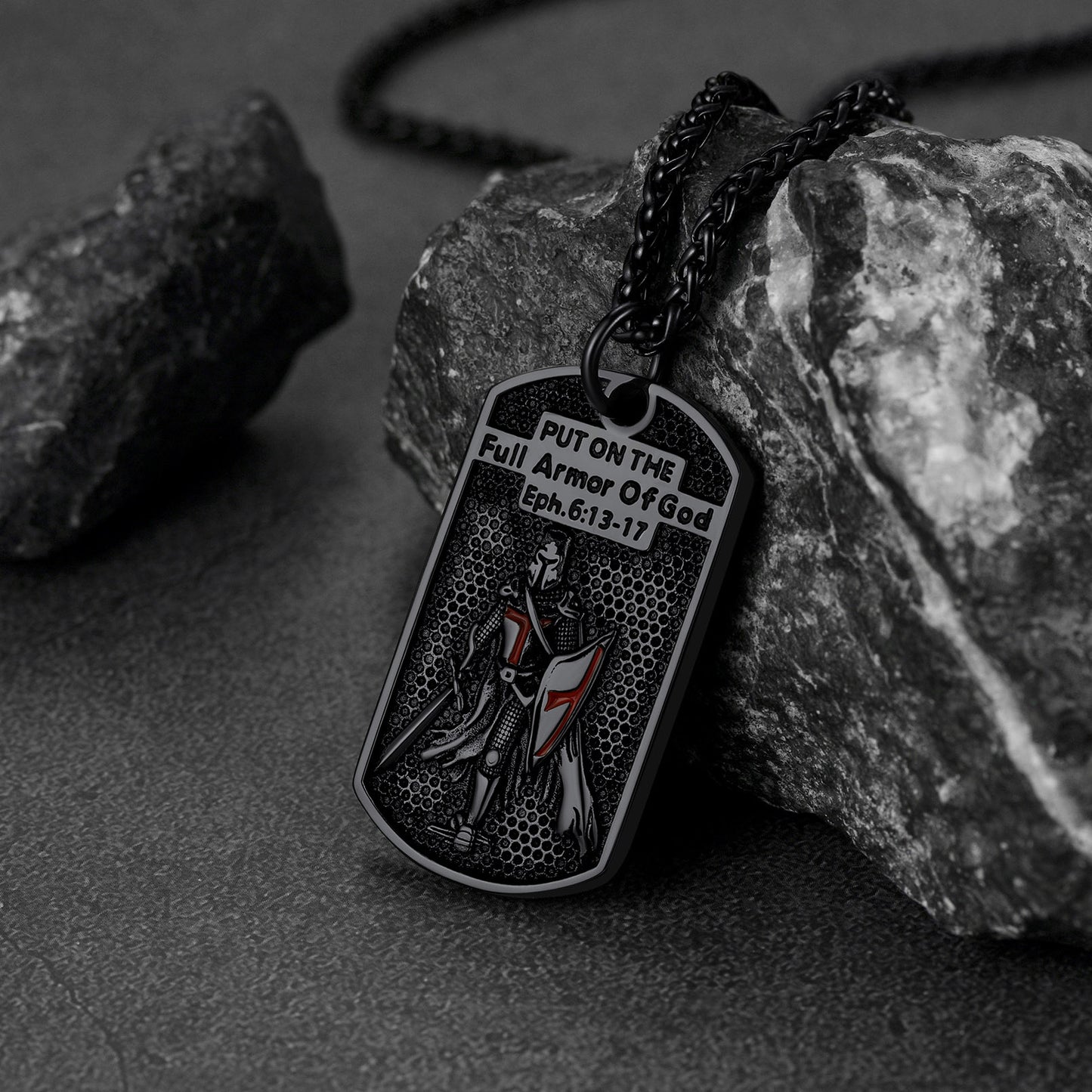 FaithHeart Religious Knights Templar Dog Tag Necklace For Men FaithHeart