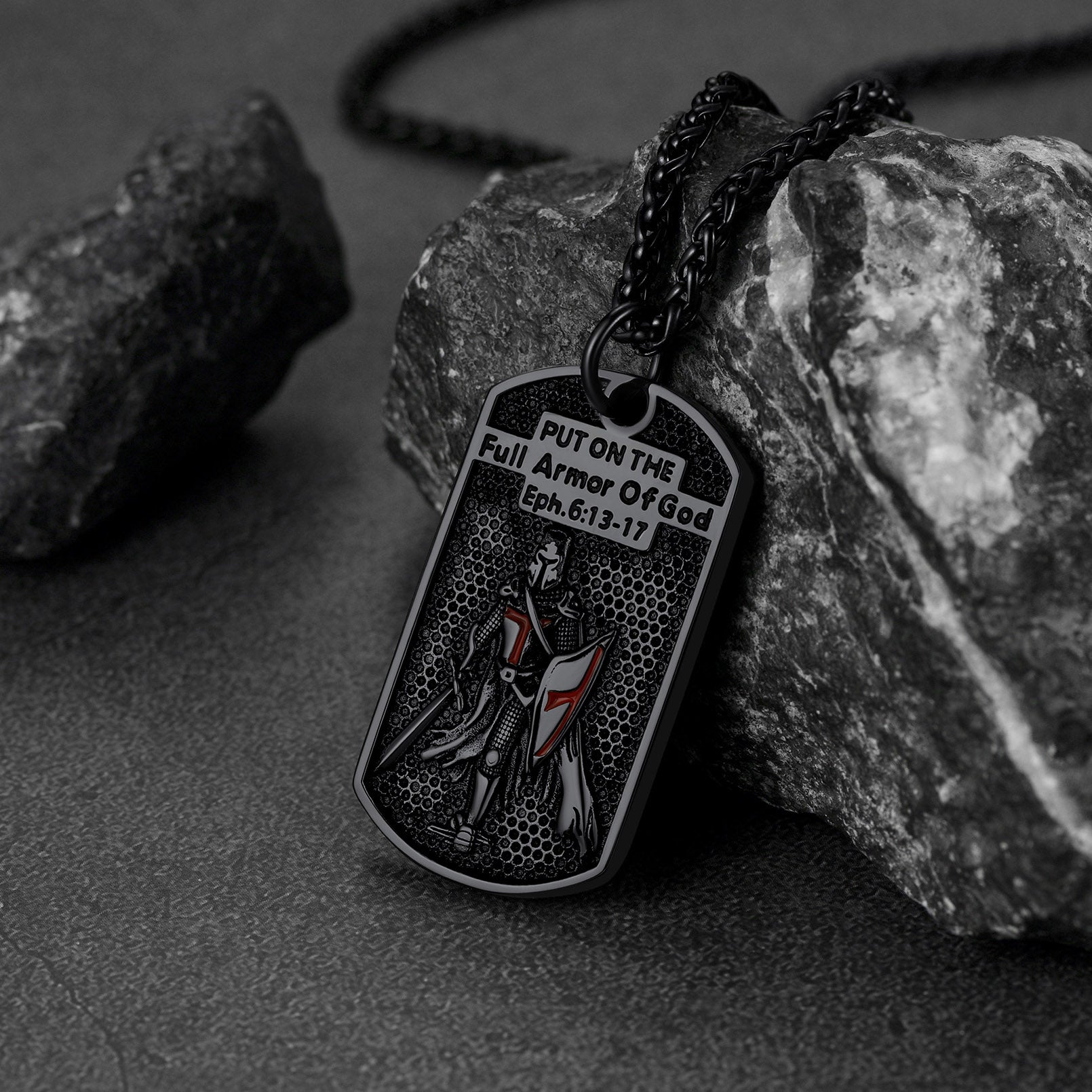 FaithHeart Religious Knights Templar Dog Tag Necklace For Men FaithHeart
