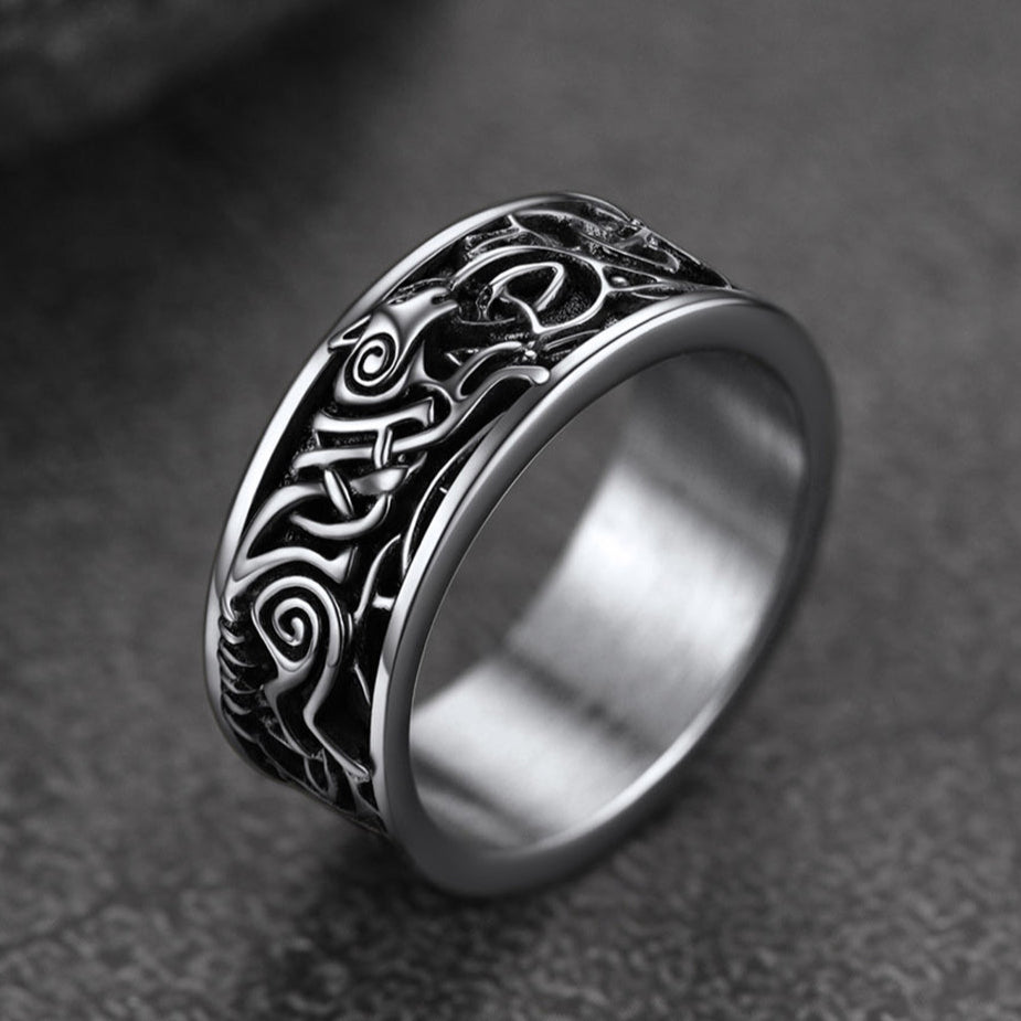 FaithHeart Viking Celtic Wolf Ring For Men FaithHeart