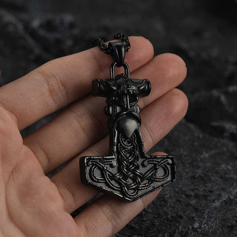 FaithHeart Viking Thor Hammer Necklace Odin Pendant For Men FaithHeart
