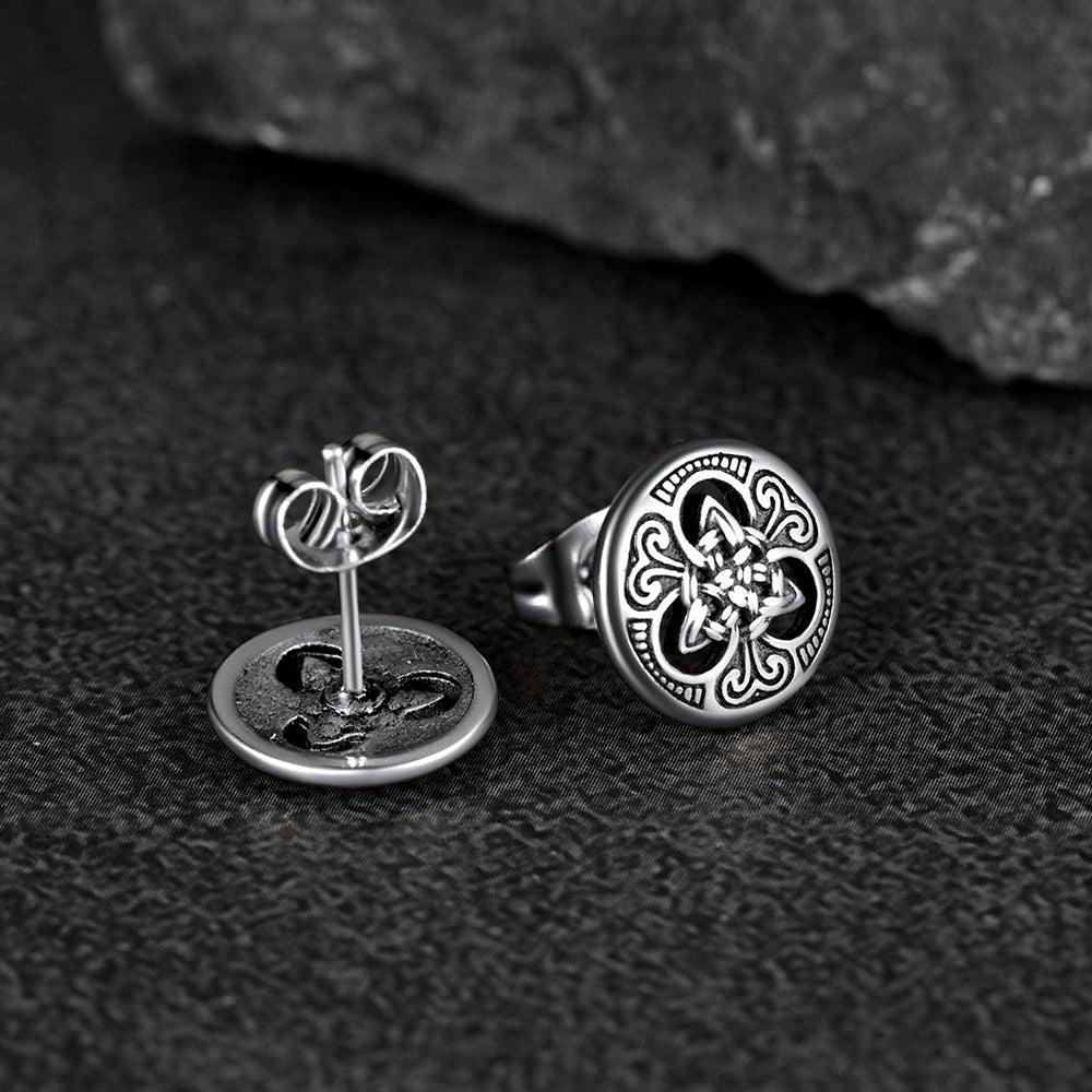 FaithHeart Round Irish Celtic Knot Stud Earrings For Men FaithHeart