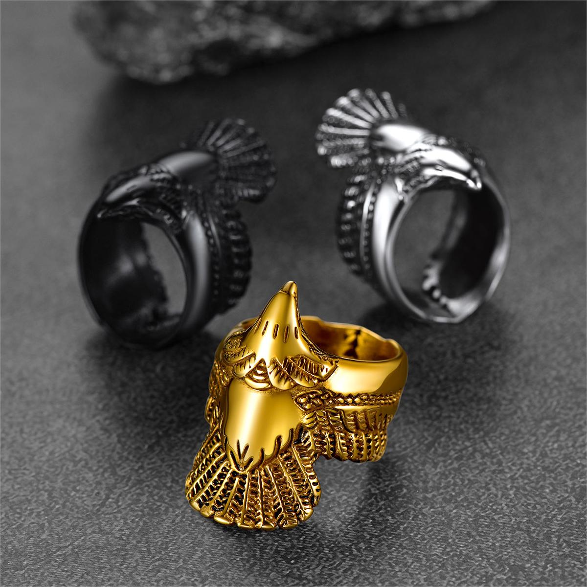 FaithHeart Vintage Retro Eagle Ring For Men Stainless Steel FaithHeart