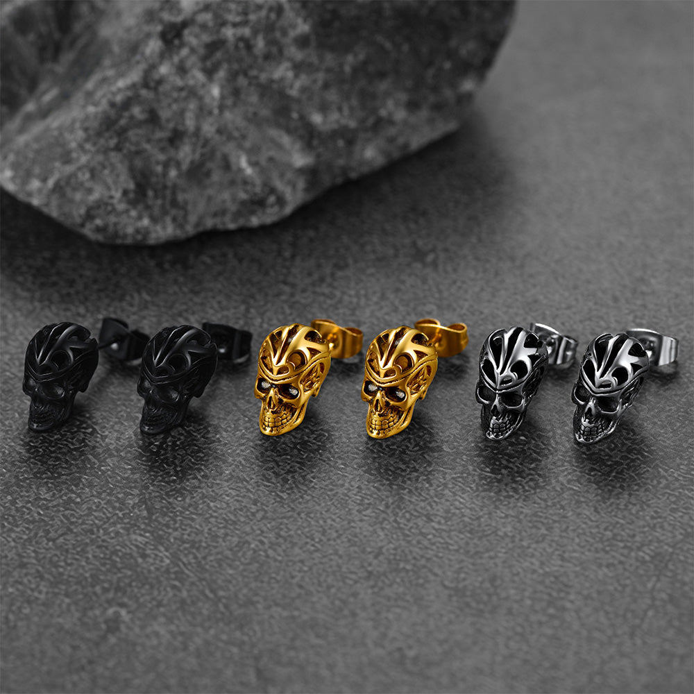 FaithHeart Gothic Celtic Knot Skull Stud Earrings For Men FaithHeart