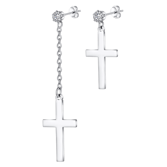 FaithHeart Asymmetric Cross Dangle Earrings for Men FaithHeartimg