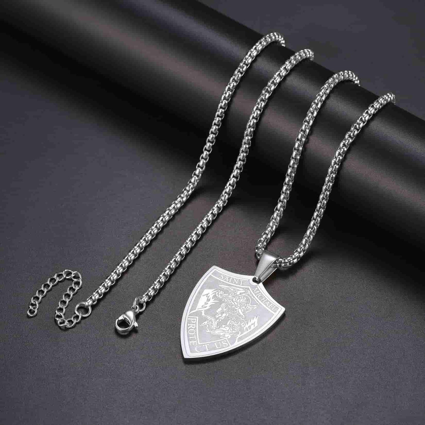 FaithHeart Saint Michael Necklace Archangel Shield Pendant for Men FaithHeart