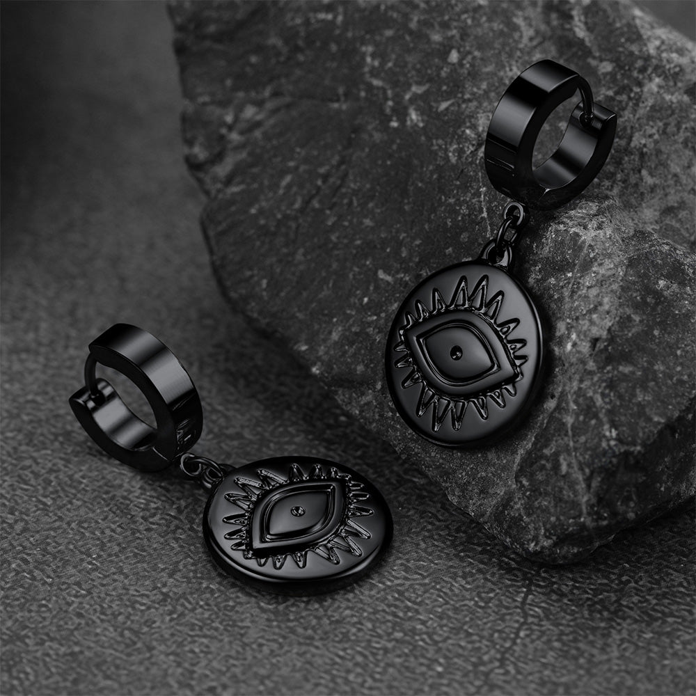 FaithHeart Evil Eye Hoop Dangle Earrings For Men FaithHeart