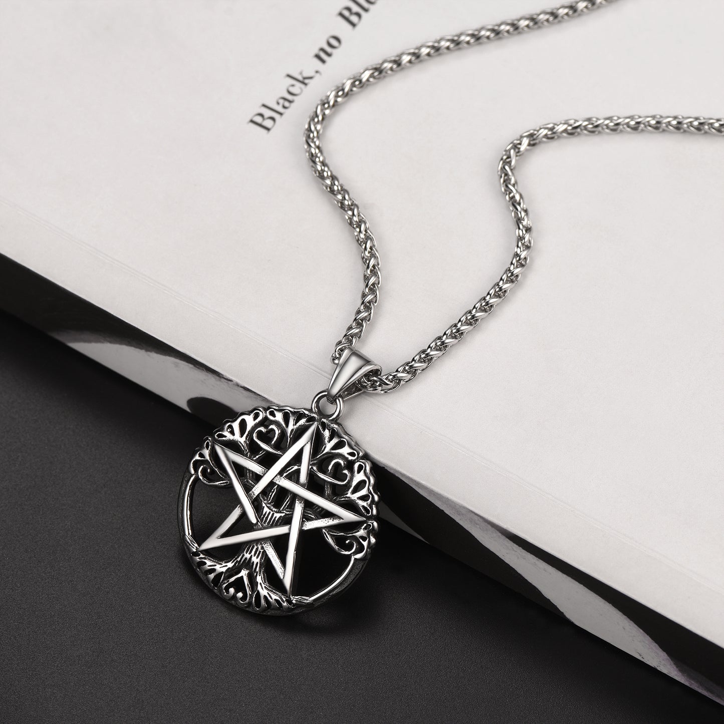 FaithHeart Pentagram Tree of Life Necklace Wicca Pendant for Men FaithHeart