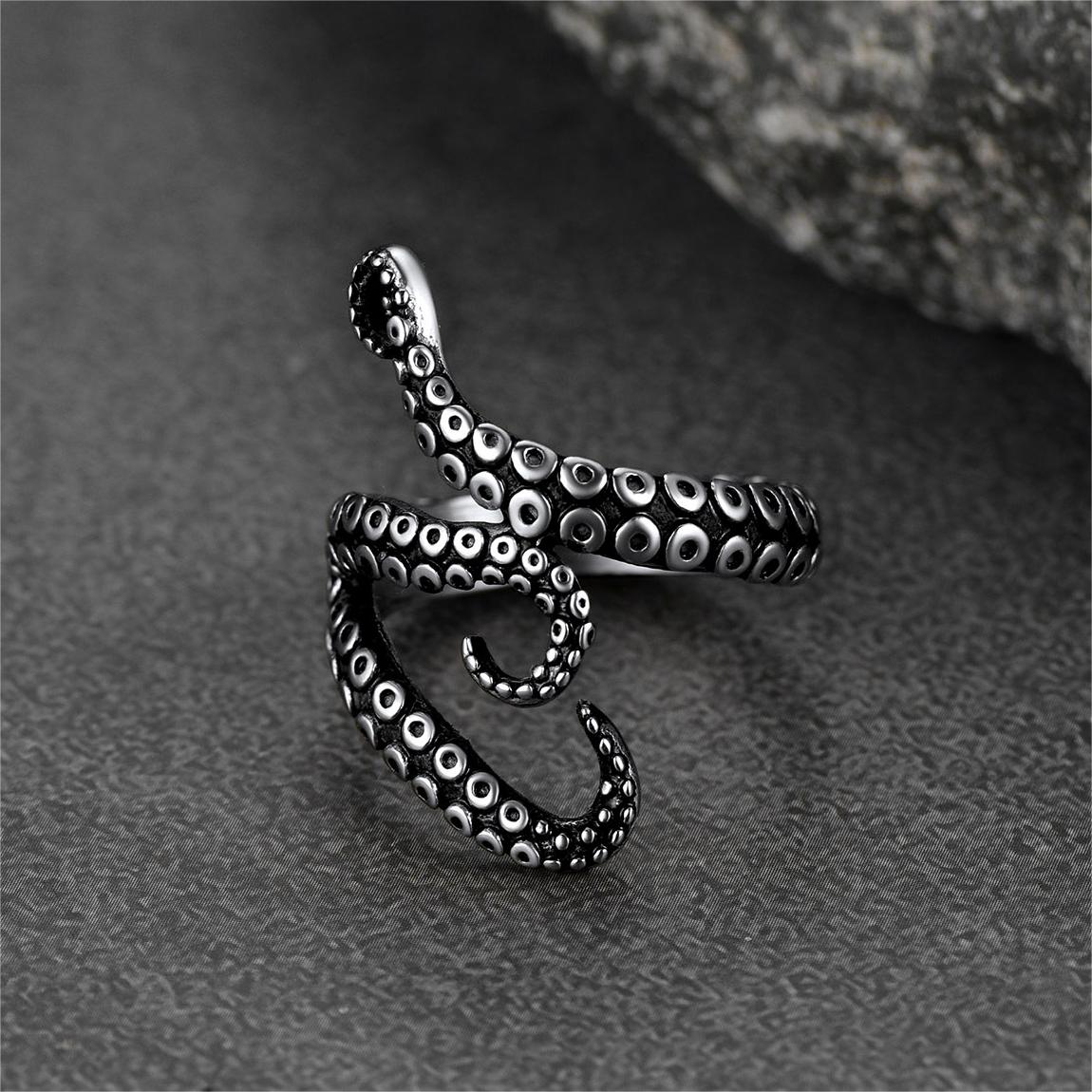 FaithHeart Punk Octopus Tentacle Ring For Men FaithHeart