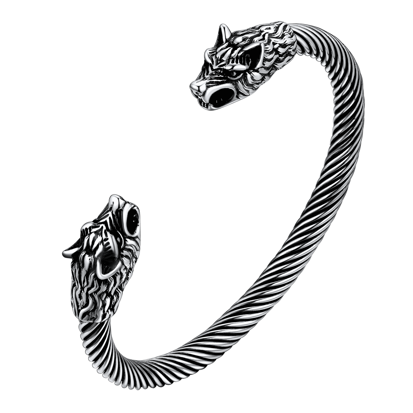 FaithHeart Viking Wolf Head Arm Ring Cuff Bracelet For Men FaithHeart