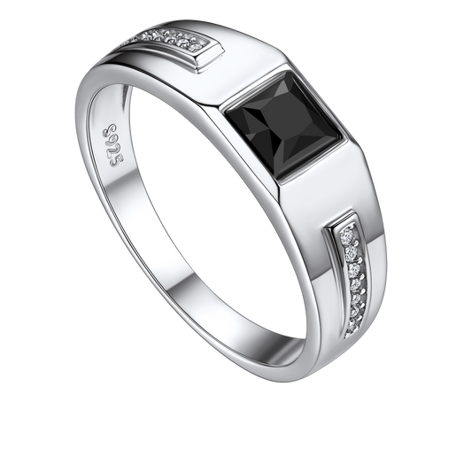 FaithHeart Minimalist Black Onyx Band Ring For Men FaithHeartimg