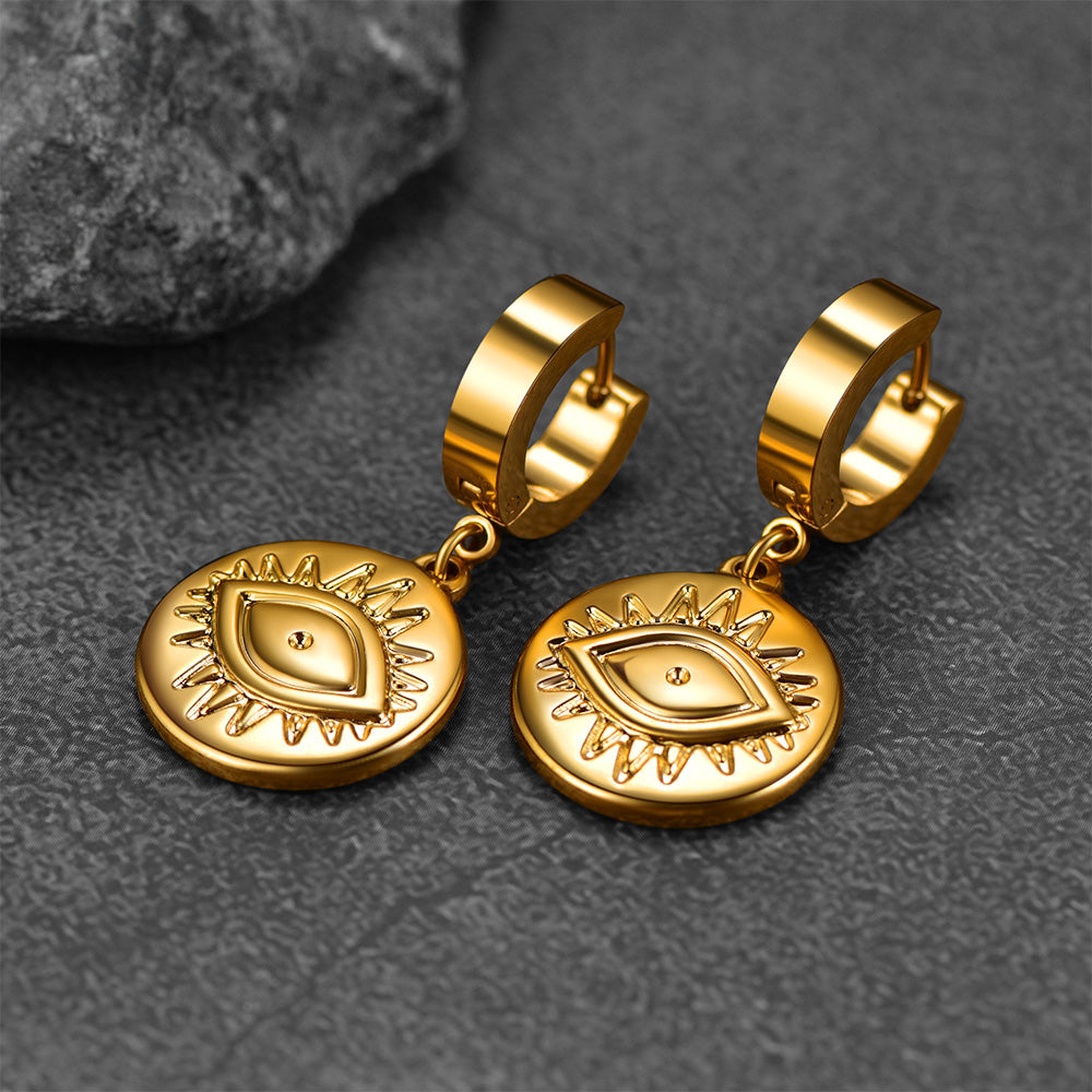 FaithHeart Evil Eye Hoop Dangle Earrings For Men FaithHeart