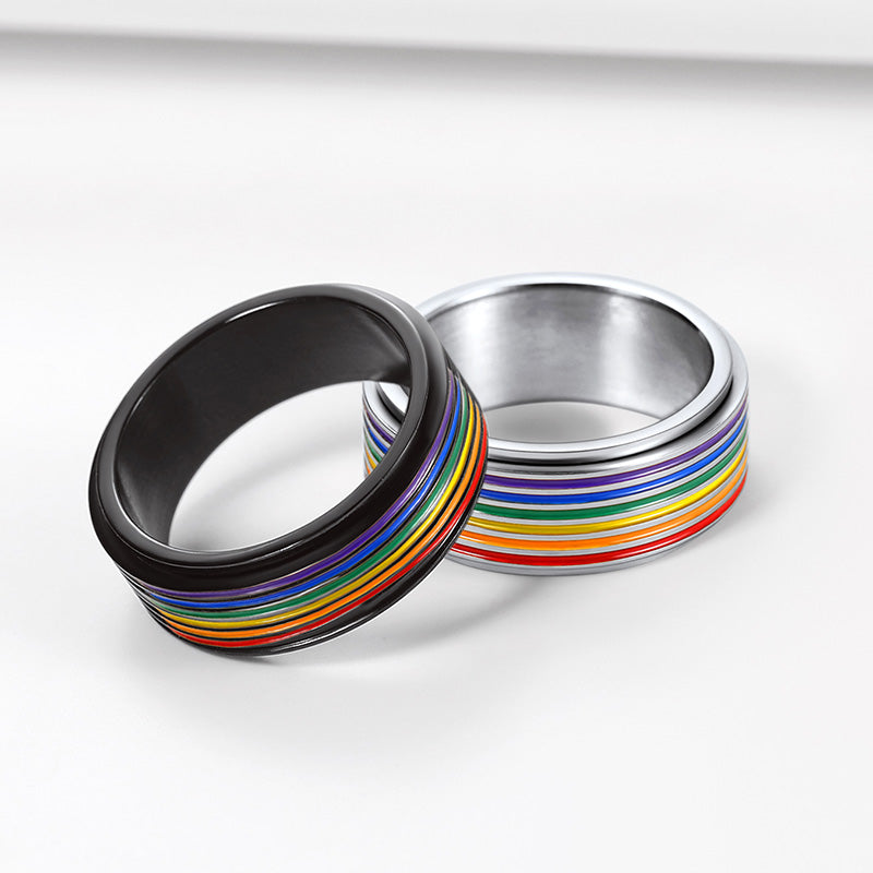 FaithHeart LGBT Pride Rainbow Ring Anxiety Fidget Ring Spinner FaithHeart