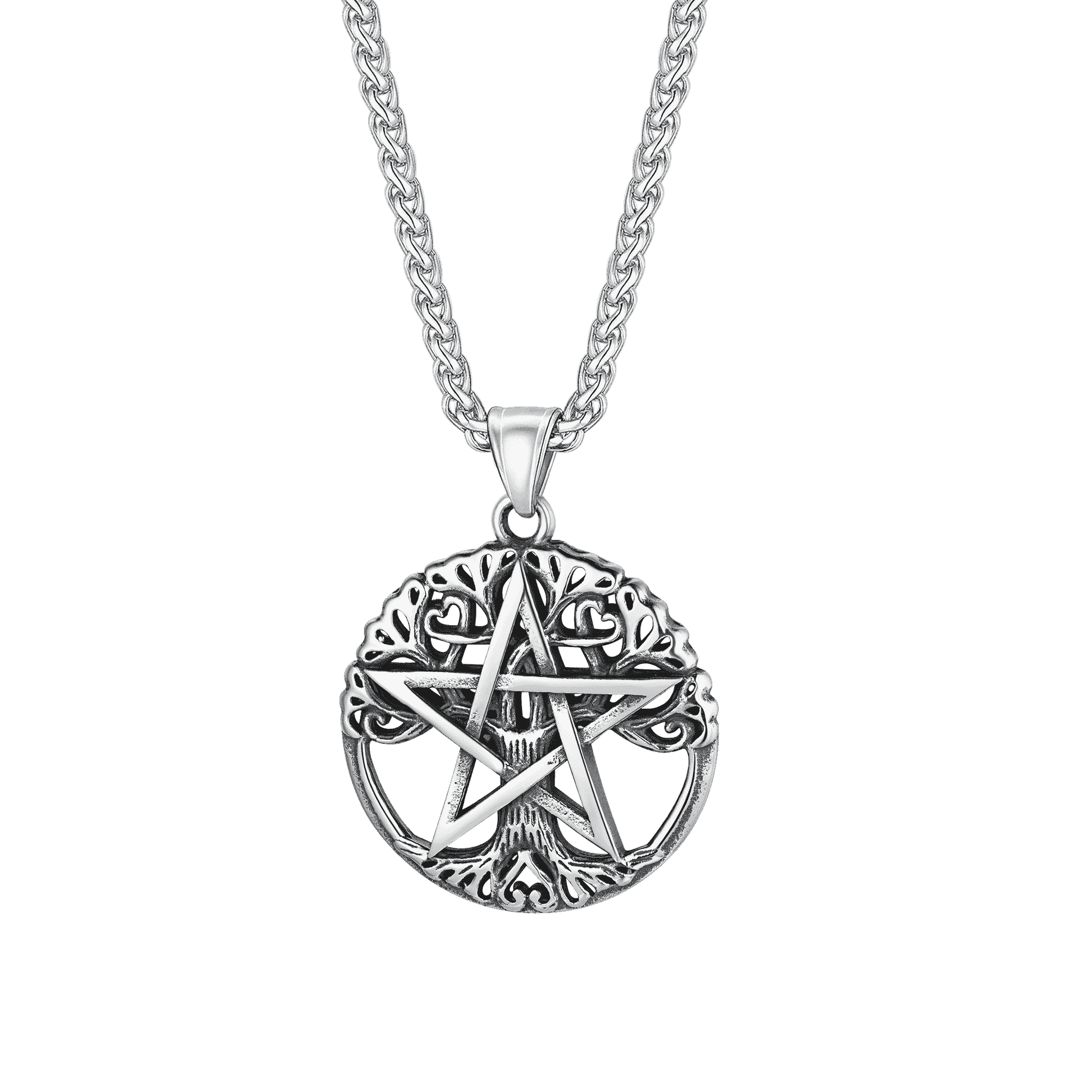 FaithHeart Pentagram Tree of Life Necklace Wicca Pendant for Men FaithHeart