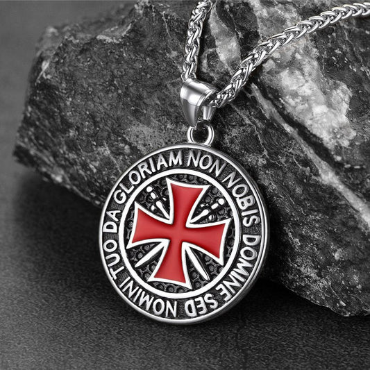 FaithHeart Knights Templar Cross Medallion Necklace For Men FaithHeartimg
