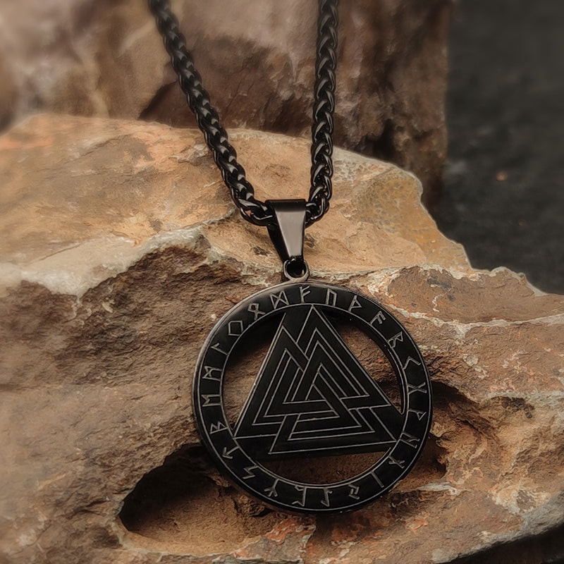 FaithHeart Viking Rune Valknut Necklace for Men FaithHeart