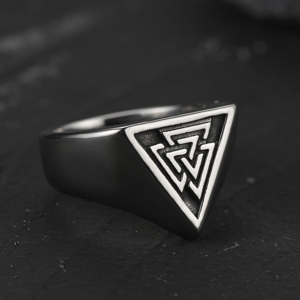FaithHeart Viking Valknut Triangle Ring for Men FaithHeart