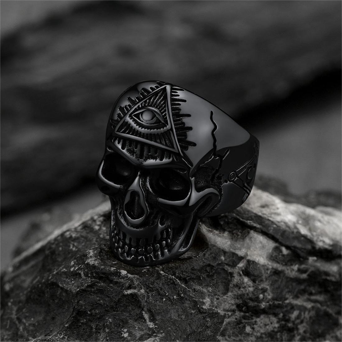 FaithHeart Ancient Eye of Providence Skull Ring For Men FaithHeart