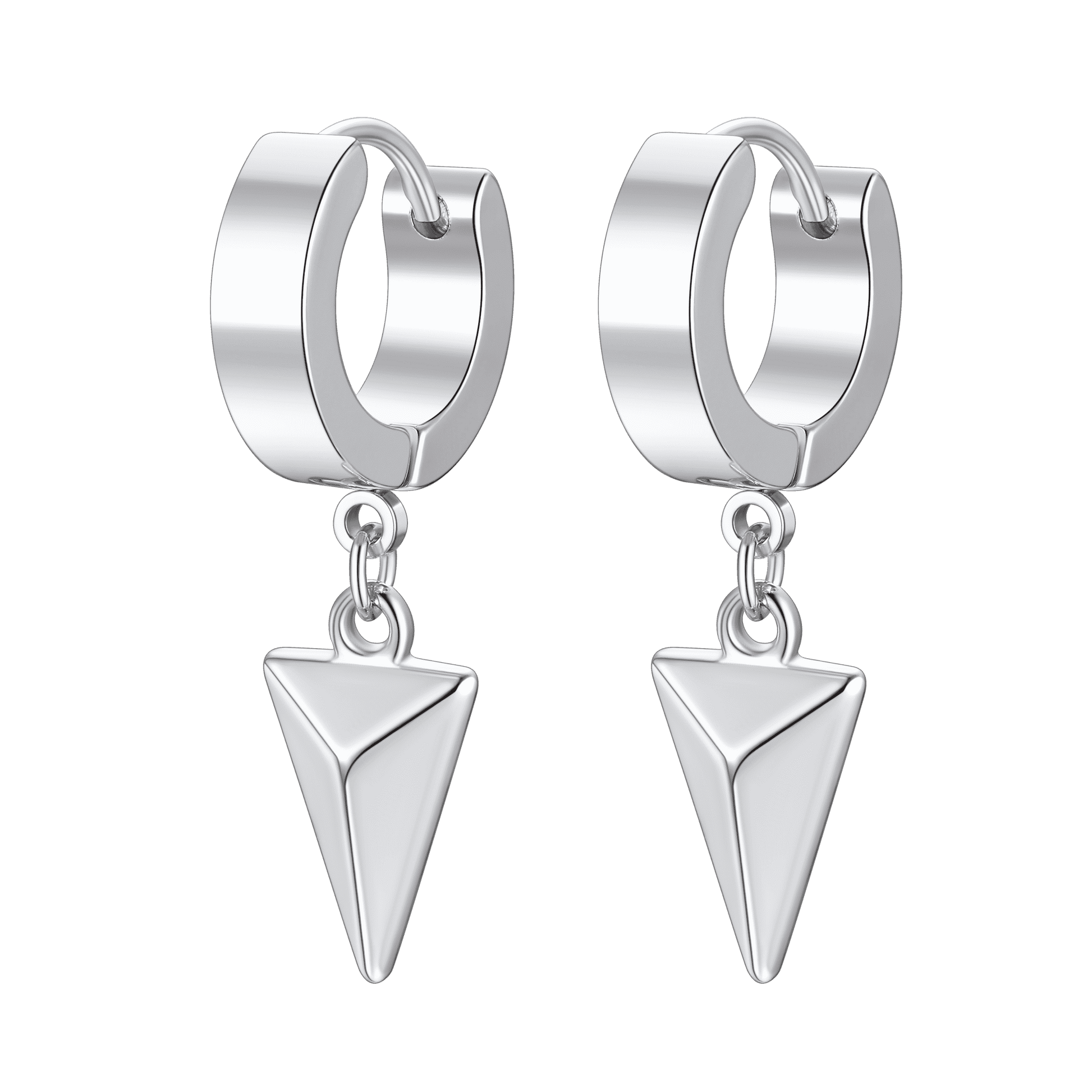 FaithHeart Triangle Dangle Earrings For Men Stainless Steel FaithHeart