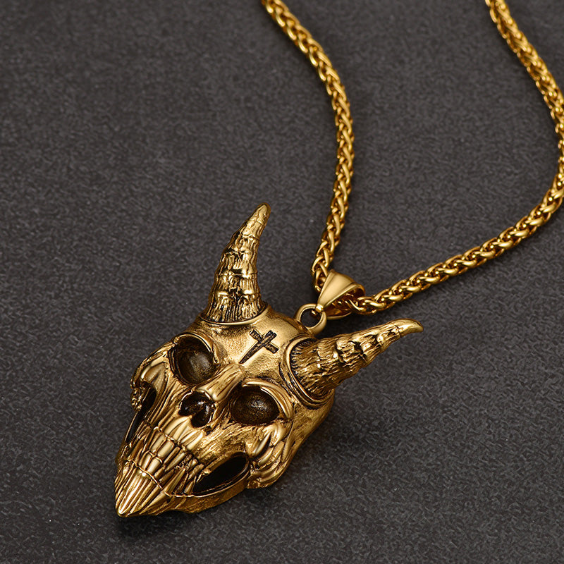 FaithHeart Gothic Skull Goat Necklace Devil Pendant for Men FaithHeart