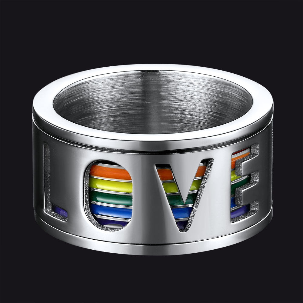 FaithHeart Popular Rainbow Love Pride Ring, Fidget Anxiety Ring for LGBT FaithHeart