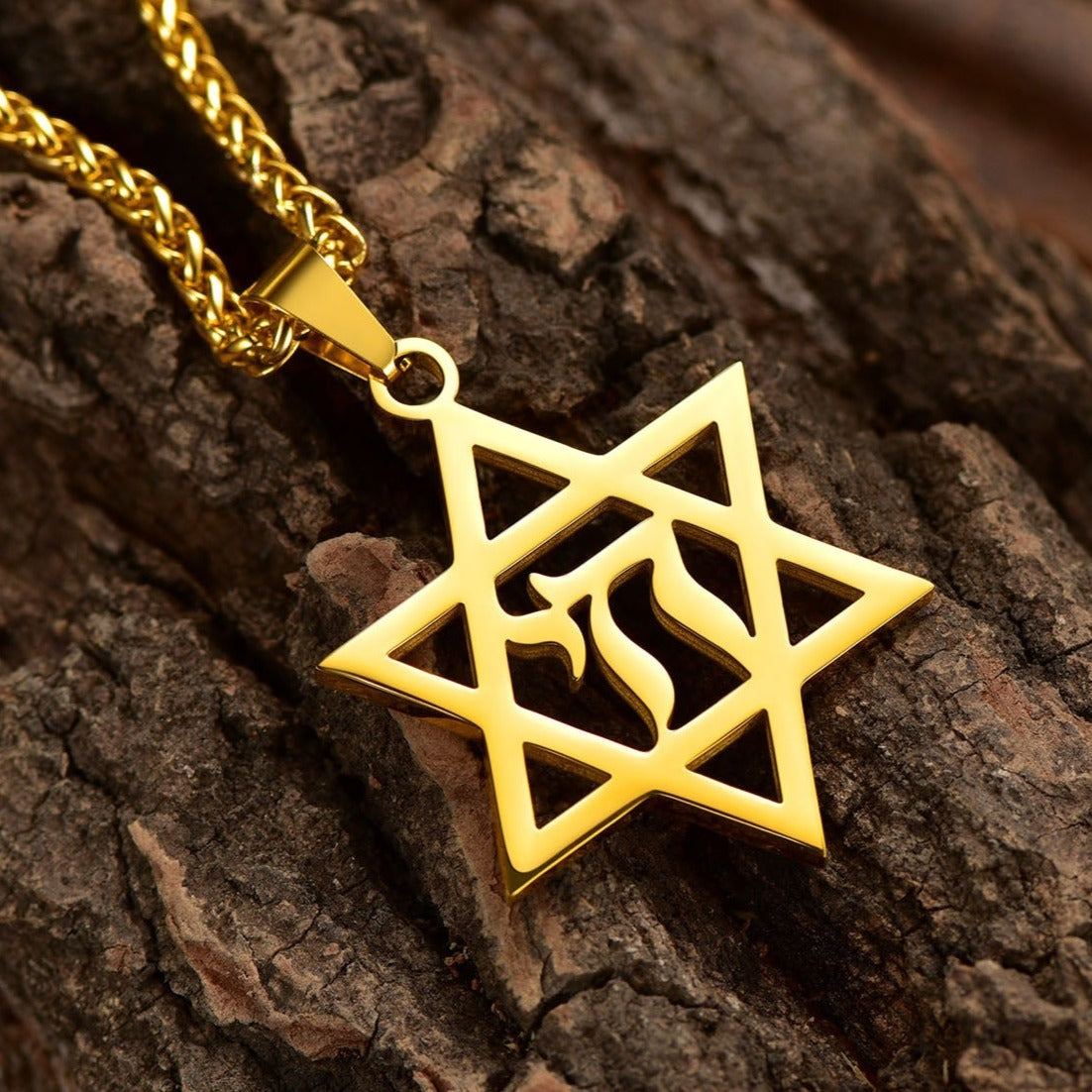 FaithHeart Star Of David Hebrew Letter Necklace For Men FaithHeart