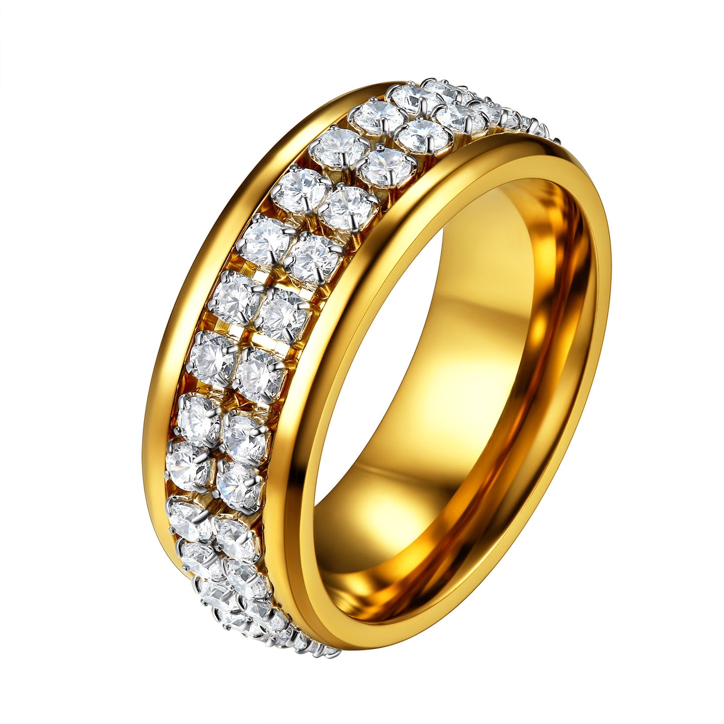 FaithHeart Cubic Zirconia Fidget Band Ring Rotatable Ring for Men FaithHeart