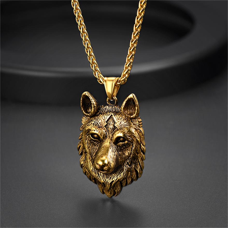 FaithHeart Viking Wolf Pendant Necklace For Men FaithHeart
