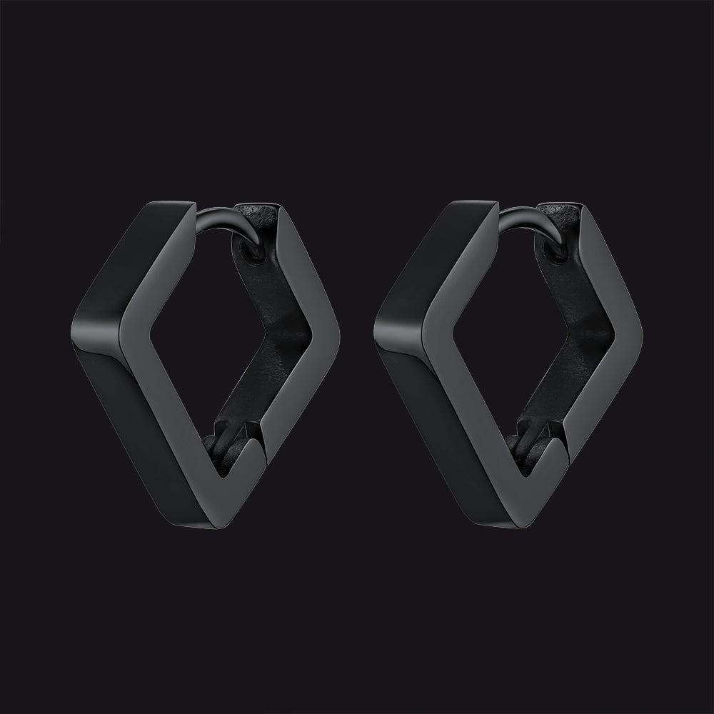 FaithHeart Square Huggie Hoop Earrings For Men FaithHeart