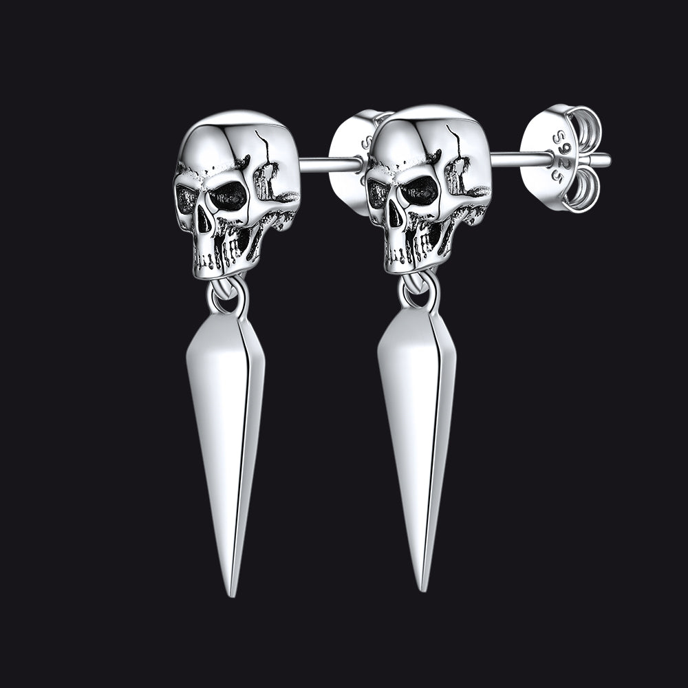 Men's Skull Earrings 925 Sterling Silver – FaithHeart Jewelry