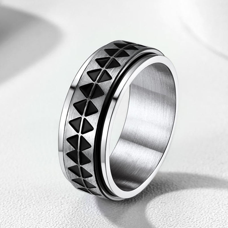 FaithHeart Men's Unique Triangle Anxiety Ring Stainless Steel FaithHeart