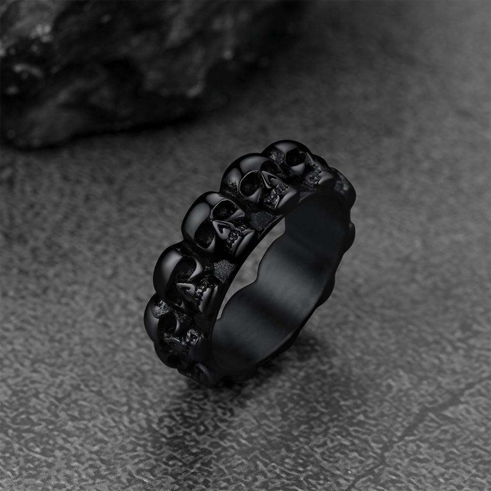 FaithHeart Gothic Punk Skull Ring For Men Stainless Steel FaithHeart