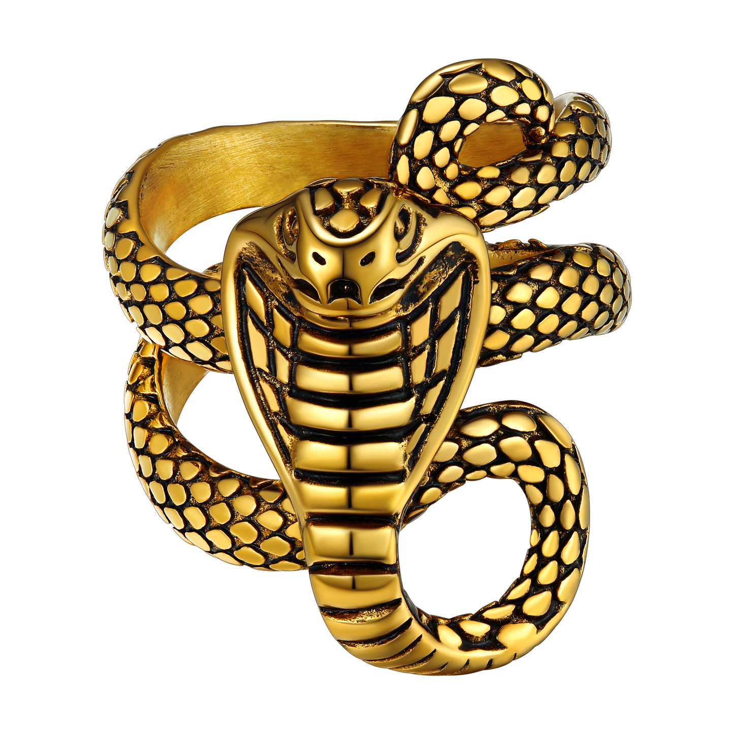 FaithHeart Gothic Punk Cobra Snake Ring For Men FaithHeart