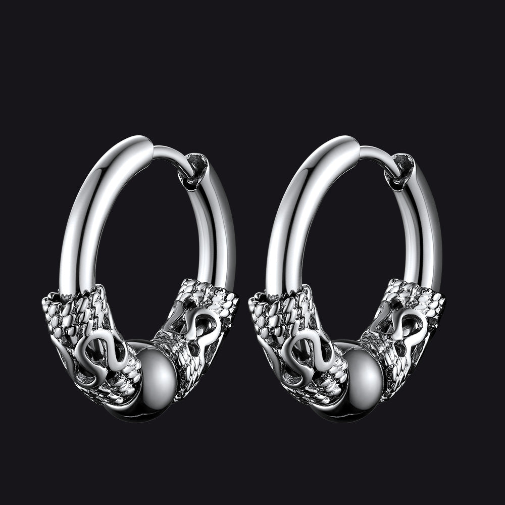 FaithHeart Hip Hop Dragon Totem Hoop Earrings For Men FaithHeart