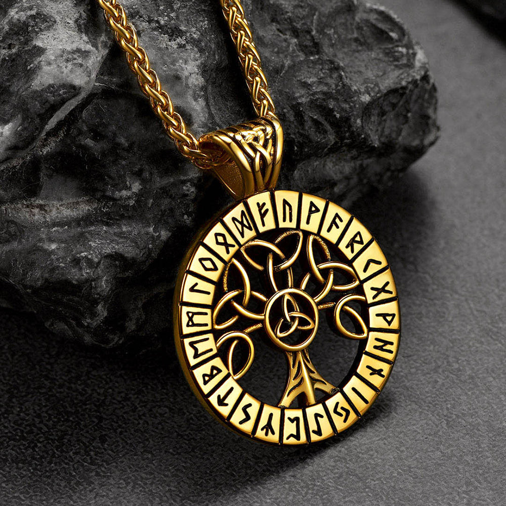 FaithHeart Norse Viking Rune Tree Of Life Necklace For Men FaithHeart