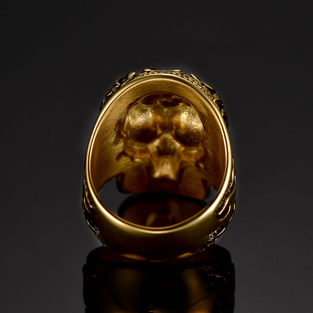 FaithHeart Gothic Fire Flaming Skull Ring For Men FaithHeart