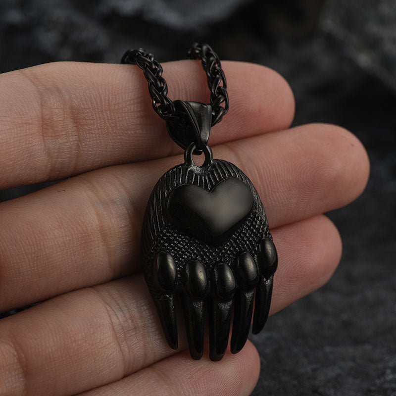 FaithHeart Viking Bear Paw Pendant Necklace for Men FaithHeart
