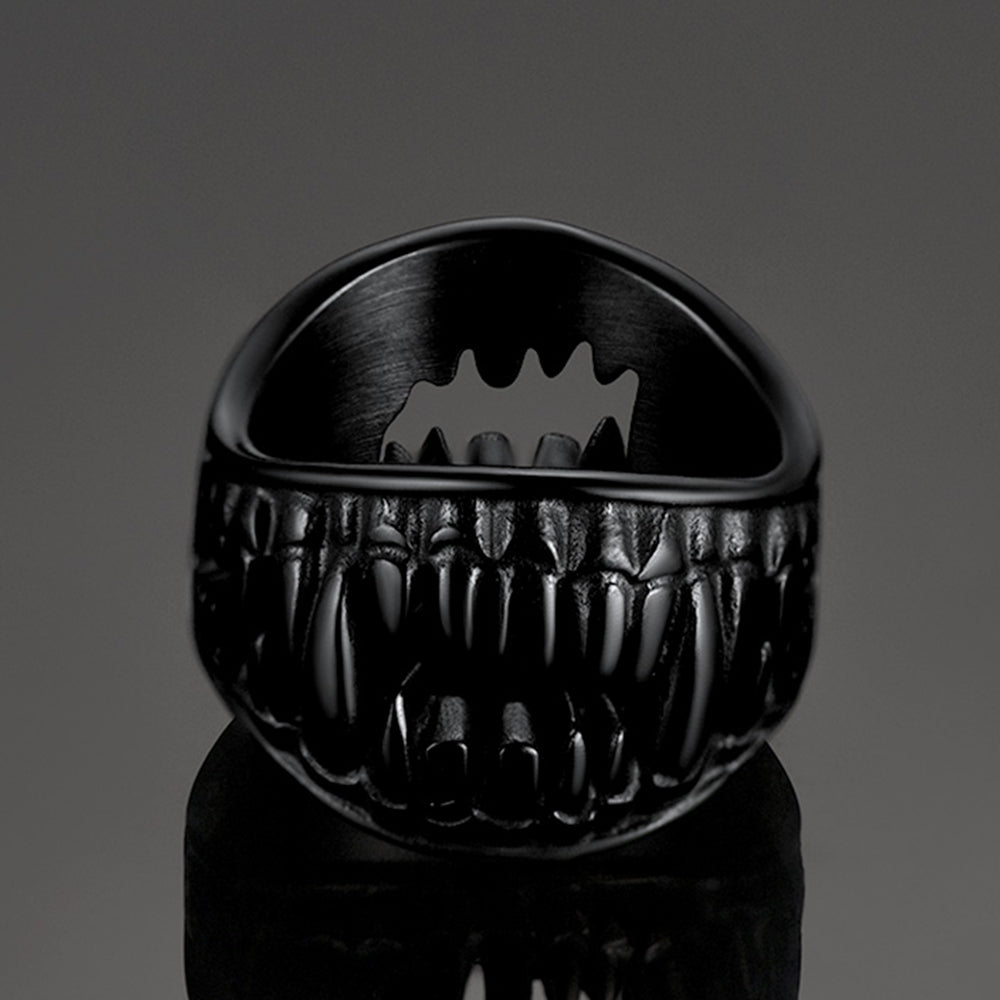 FaithHeart Gothic Punk Vampire Fang Teeth Ring For Men FaithHeart