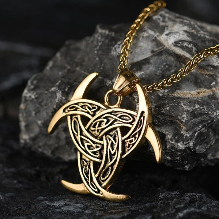 FaithHeart Viking Odin Triple Horn Necklace for Men FaithHeart