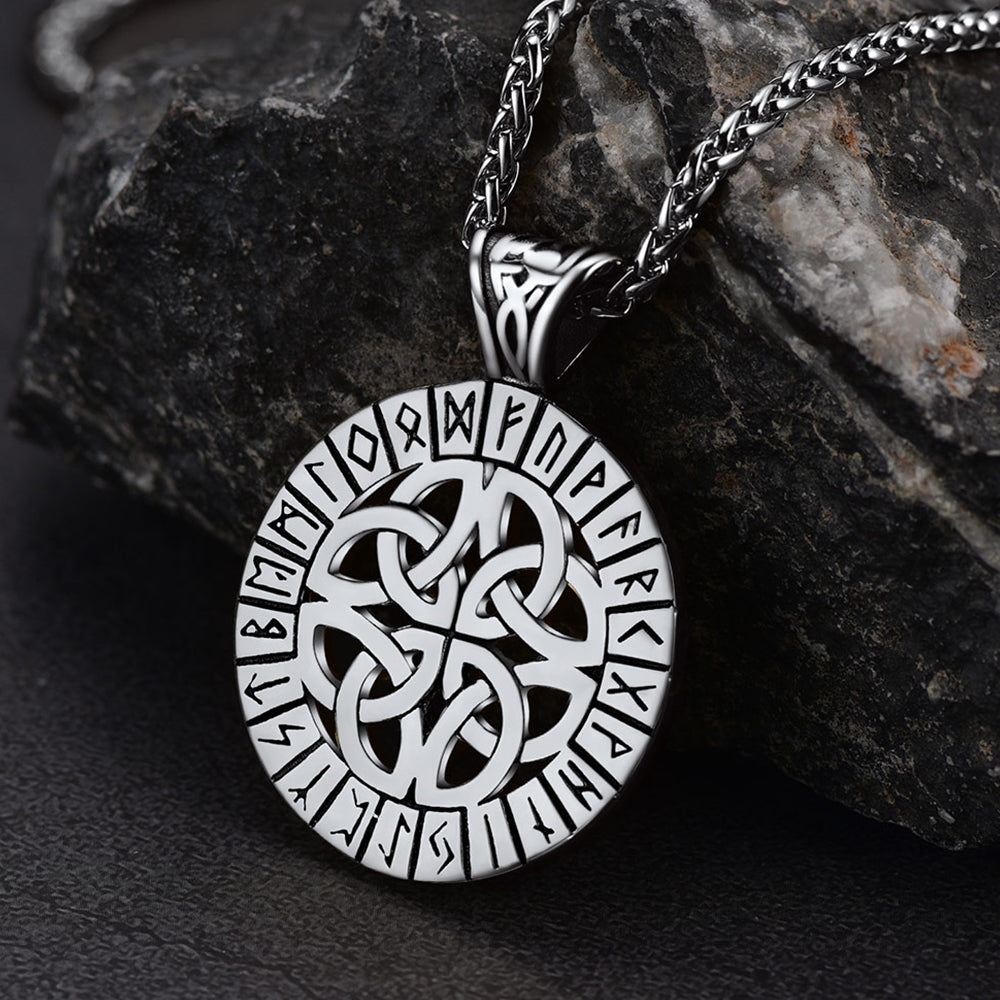 FaithHeart Norse Viking Runes Celtic Knot Necklace For Men FaithHeart