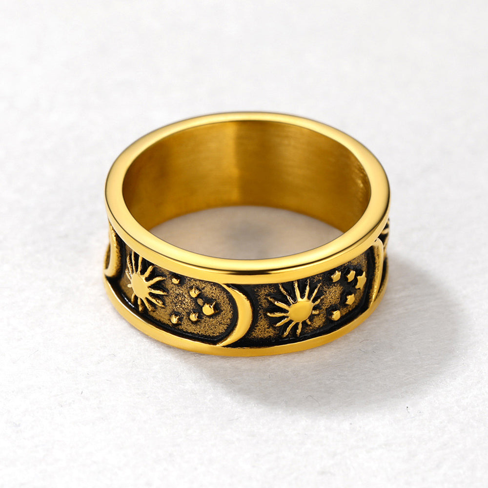 FaithHeart Sun Moon Star Band Ring For Men FaithHeart