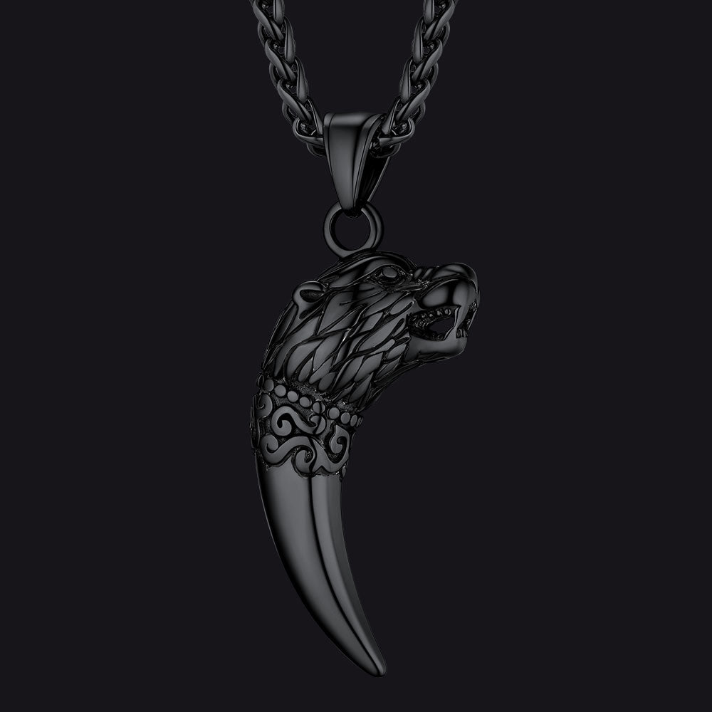 FaithHeart Viking Wolf Tooth Necklace For Men FaithHeart