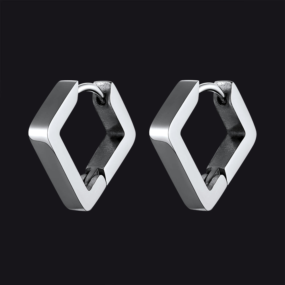 FaithHeart Square Huggie Hoop Earrings For Men FaithHeart
