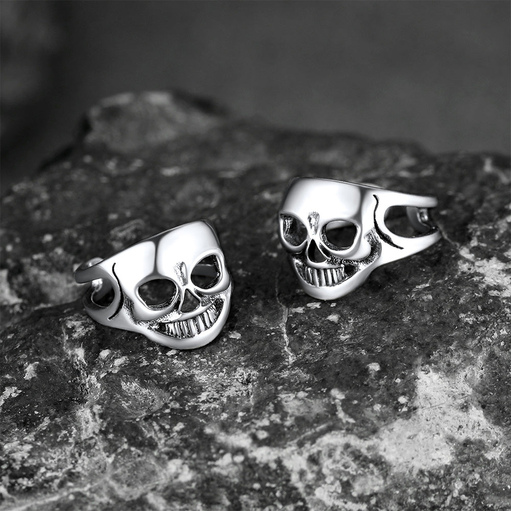 FaithHeart Sterling Silver Gothic Skull Ear Cuff Earrings For Men FaithHeart