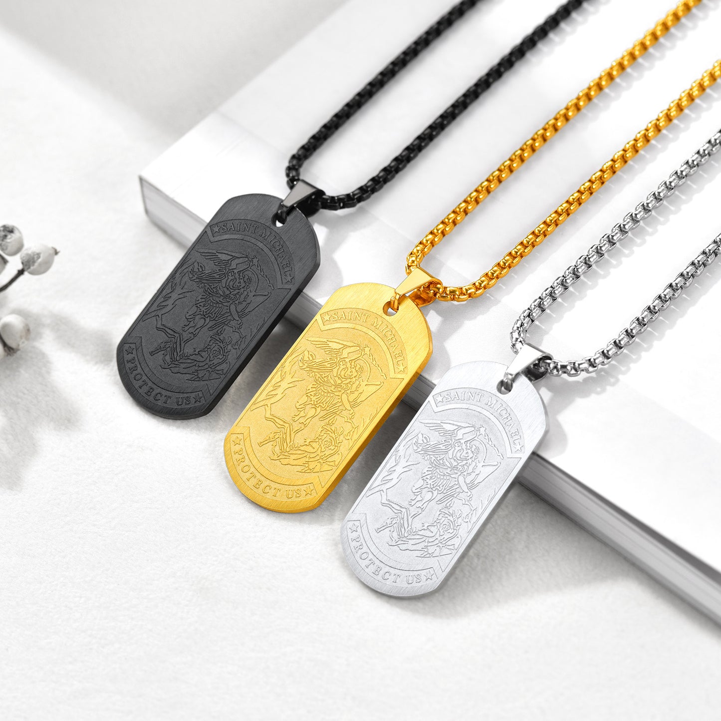 FaithHeart Saint Michael The Archangel Dog Tag Necklace for Men FaithHeart